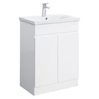 TRENT 600 FS CABINET W/ DOOR W/ GROOVE HANDLES HG WHITE & MID-EDGED BASIN