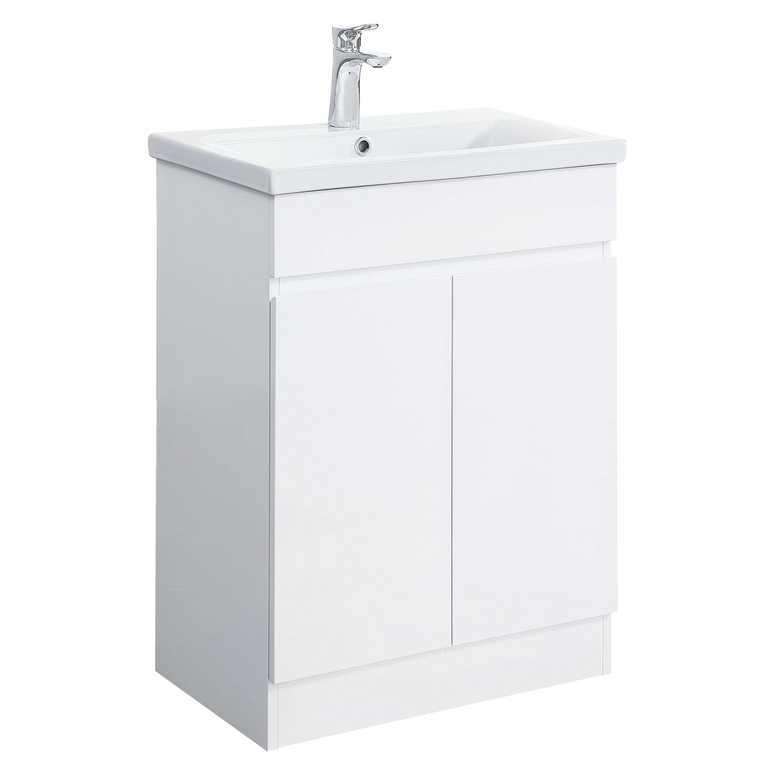 TRENT 600 FS CABINET W/ DOOR W/ GROOVE HANDLES HG WHITE & MID-EDGED BASIN