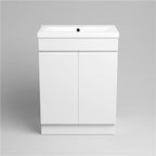 TRENT 600 FS CABINET W/ DOOR W/ GROOVE HANDLES HG WHITE & MID-EDGED BASIN