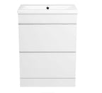 Vanity Sink Unit Ceramic Basin Bathroom White Walnut Grey Storage Furniture (White, Drawer Unit - No Handle)
