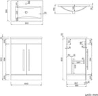 AVON 600 FS CABINET W/DOOR WITH HANDLES HG GREY & SLIM BASIN