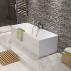 iBathUK Strava Double Ended Rectangular Acrylic Bathtub with Adjustable Feet, Modern White Gloss Bathroom Tub,1700 x 700mm