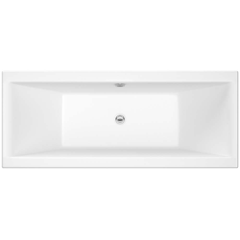 iBathUK Strava Double Ended Rectangular Acrylic Bathtub with Adjustable Feet, Modern White Gloss Bathroom Tub,1700 x 700mm