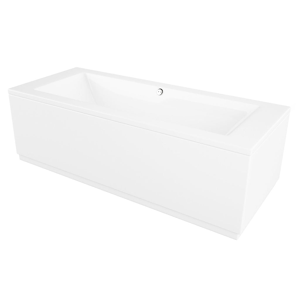 iBathUK Strava Double Ended Rectangular Acrylic Bathtub with Adjustable Feet, Modern White Gloss Bathroom Tub, 1700 x 750mm