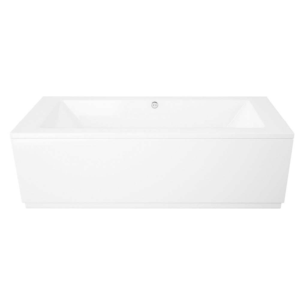 iBathUK Strava Double Ended Rectangular Acrylic Bathtub with Adjustable Feet, Modern White Gloss Bathroom Tub, 1700 x 750mm