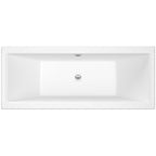iBathUK Strava Double Ended Rectangular Acrylic Bathtub with Adjustable Feet, Modern White Gloss Bathroom Tub, 1800 x 800mm