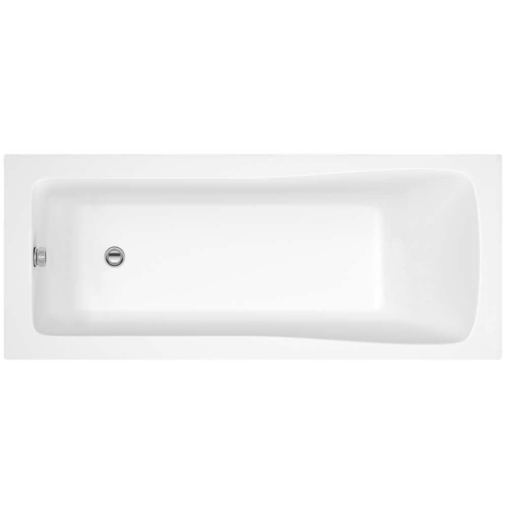 iBathUK Arvon Single Ended Rectangular Acrylic Bathtub with Adjustable Feet, Modern White Gloss Bathroom Tub, 1500 x 700mm