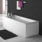 iBathUK Arvon Single Ended Rectangular Acrylic Bathtub with Adjustable Feet, Modern White Gloss Bathroom Tub, 1600 x 700mm