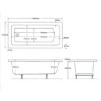 iBathUK Arvon Single Ended Rectangular Acrylic Bathtub with Adjustable Feet, Modern White Gloss Bathroom Tub, 1600 x 700mm