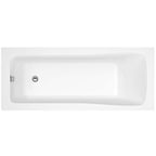 iBathUK Arvon Single Ended Rectangular Acrylic Bathtub with Adjustable Feet, Modern White Gloss Bathroom Tub, 1700 x 750mm