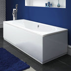 iBathUK Olira Double Ended Rectangular Bath with Rounded Interior, White Gloss Acrylic Bathtub, 1700 x 700mm