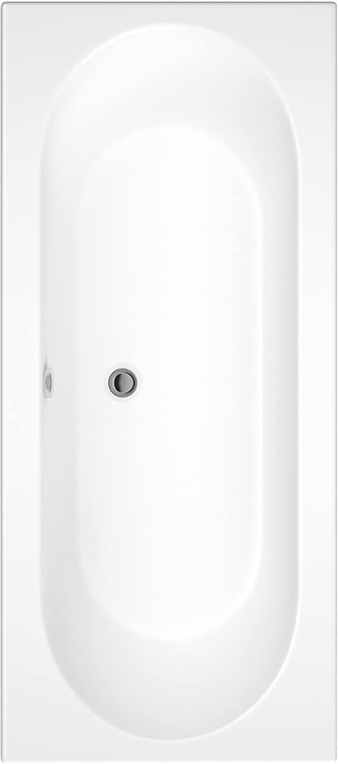 iBathUK Olira Double Ended Rectangular Acrylic Bathtub with Rounded Interior, White Gloss Bathroom Bath, 1700 x 750mm