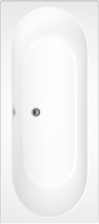iBathUK Olira Double Ended Rectangular Acrylic Bathtub with Rounded Interior, White Gloss Bathroom Bath, 1700 x 750mm