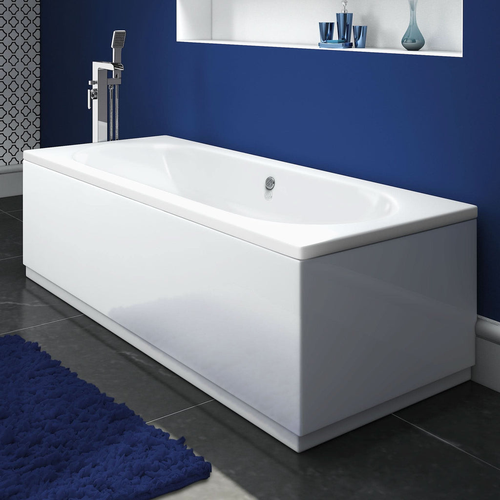 iBathUK Olira Double Ended Rectangular Acrylic Bathtub with Rounded Interior, White Gloss Bathroom Bath 1800 x 800mm