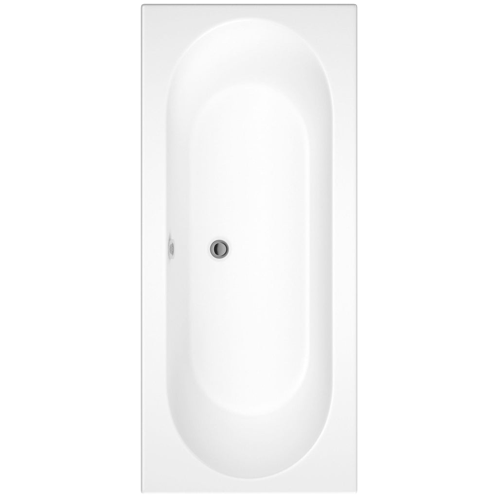 iBathUK Olira Double Ended Rectangular Acrylic Bathtub with Rounded Interior, White Gloss Bathroom Bath 1800 x 800mm