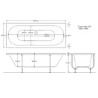 iBathUK Olira Double Ended Rectangular Acrylic Bathtub with Rounded Interior, White Gloss Bathroom Bath 1800 x 800mm