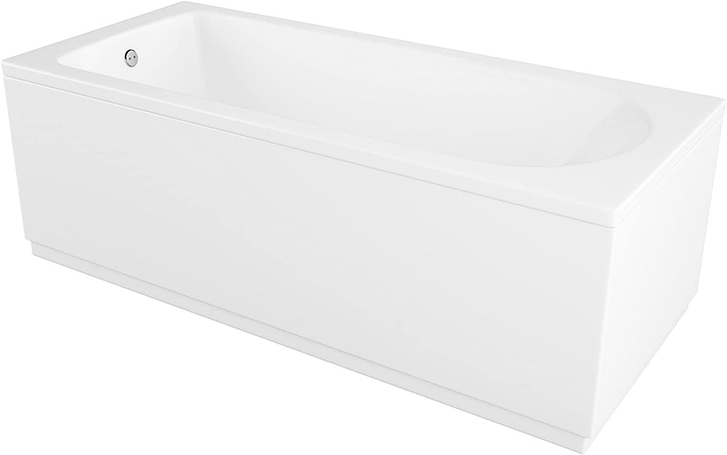 iBathUK Setra Single-Ended Round Acrylic Bath with Adjustable Feet, Durable Modern Bathroom Bathtub in Gloss White, 1800 x 800mm