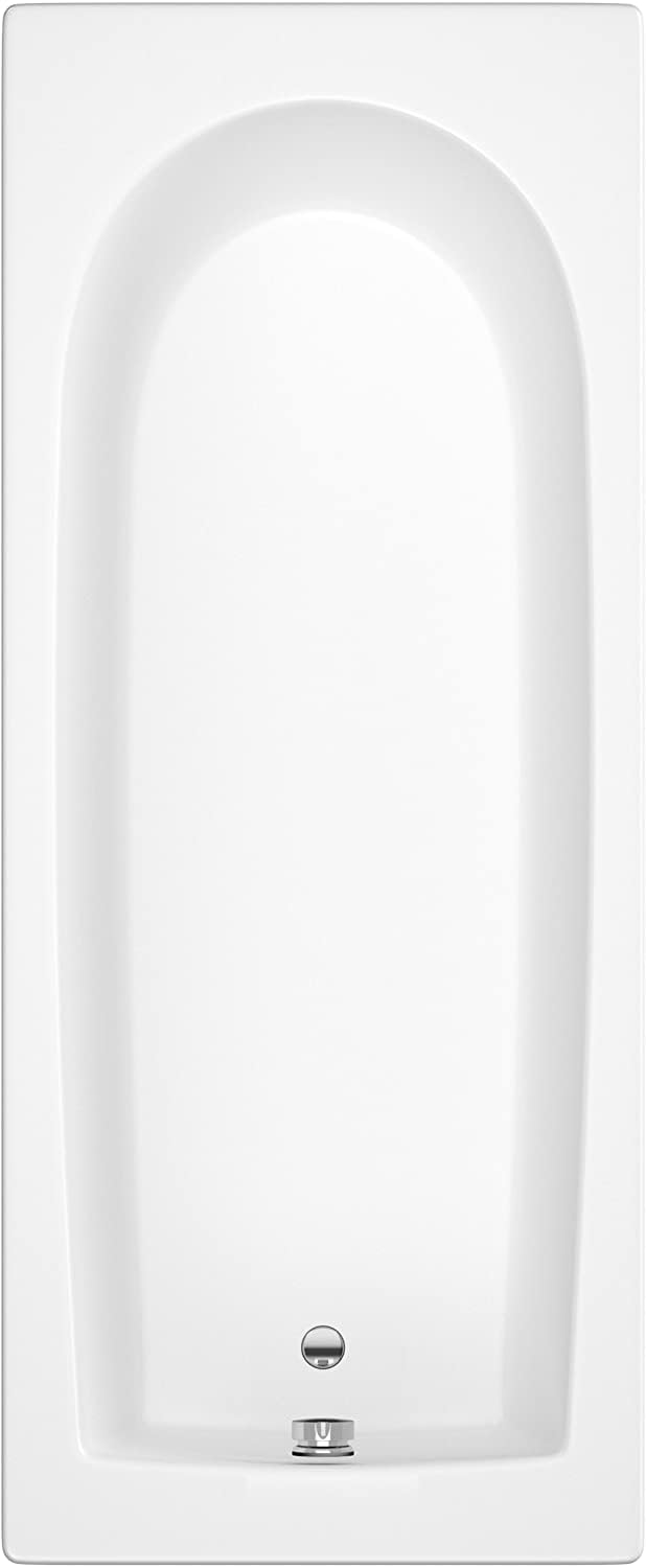 iBathUK Setra Single-Ended Round Acrylic Bath with Adjustable Feet, Durable Modern Bathroom Bathtub in Gloss White, 1800 x 800mm