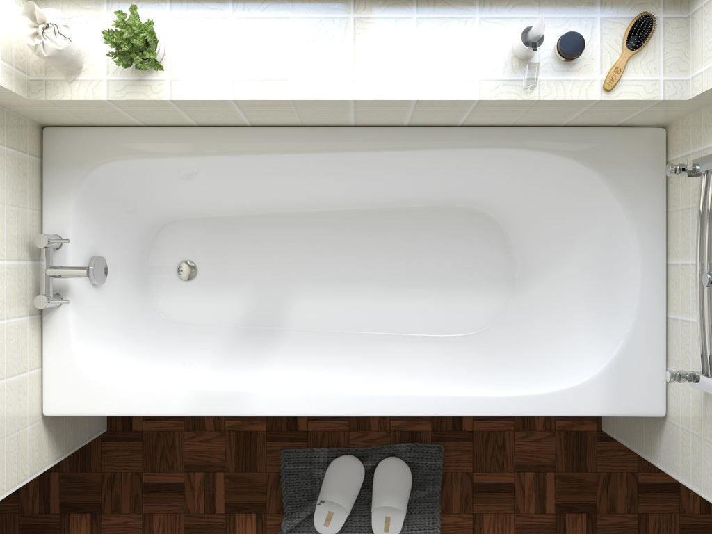 iBathUK Setra Single-Ended Round Acrylic Bath with Adjustable Feet, Durable Modern Bathroom Bathtub in Gloss White, 1800 x 800mm