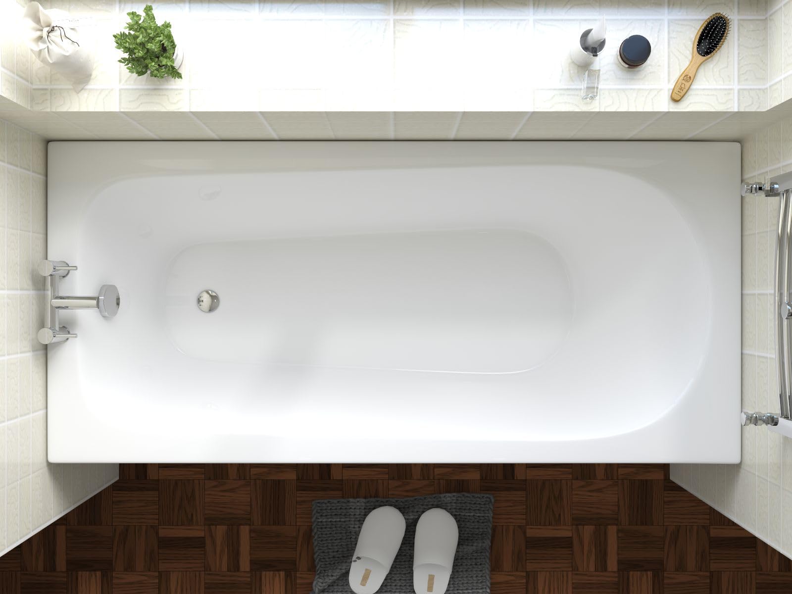 iBathUK Setra Single-Ended Round Acrylic Bath with Adjustable Feet, Durable Modern Bathroom Bathtub in Gloss White, 1800 x 800mm