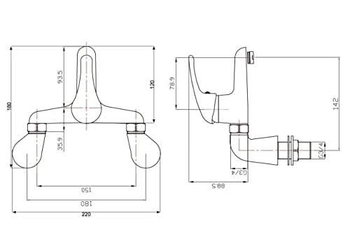 iBathUK Victorix Bath Filler Mixer Tap, Modern Monobloc Bath Filler Tap with Lever Handles for Stylish Bathrooms, Chrome