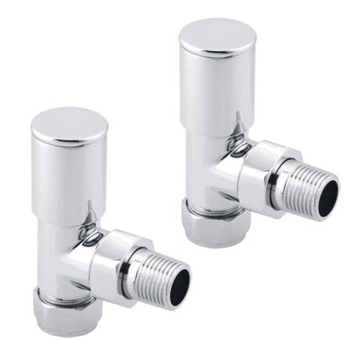 iBathUK Essence Straight Round Radiator Valve Pair, Anti-Scald Design, Matt White Radiator Valves, Wall or Floor Mounted, Universal Fit for All Radiators