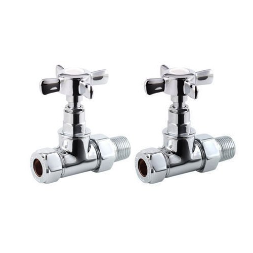 iBathUK Regency Straight Round Traditional Radiator Valve Pair, Anti-Scald Design, Matt Anthracite Radiator Valves, Universal Fit for All Radiators