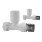 iBathUK Essence Straight Round Radiator Valve Pair, Anti-Scald Design, Matt White Radiator Valves, Wall or Floor Mounted, Universal Fit for All Radiators
