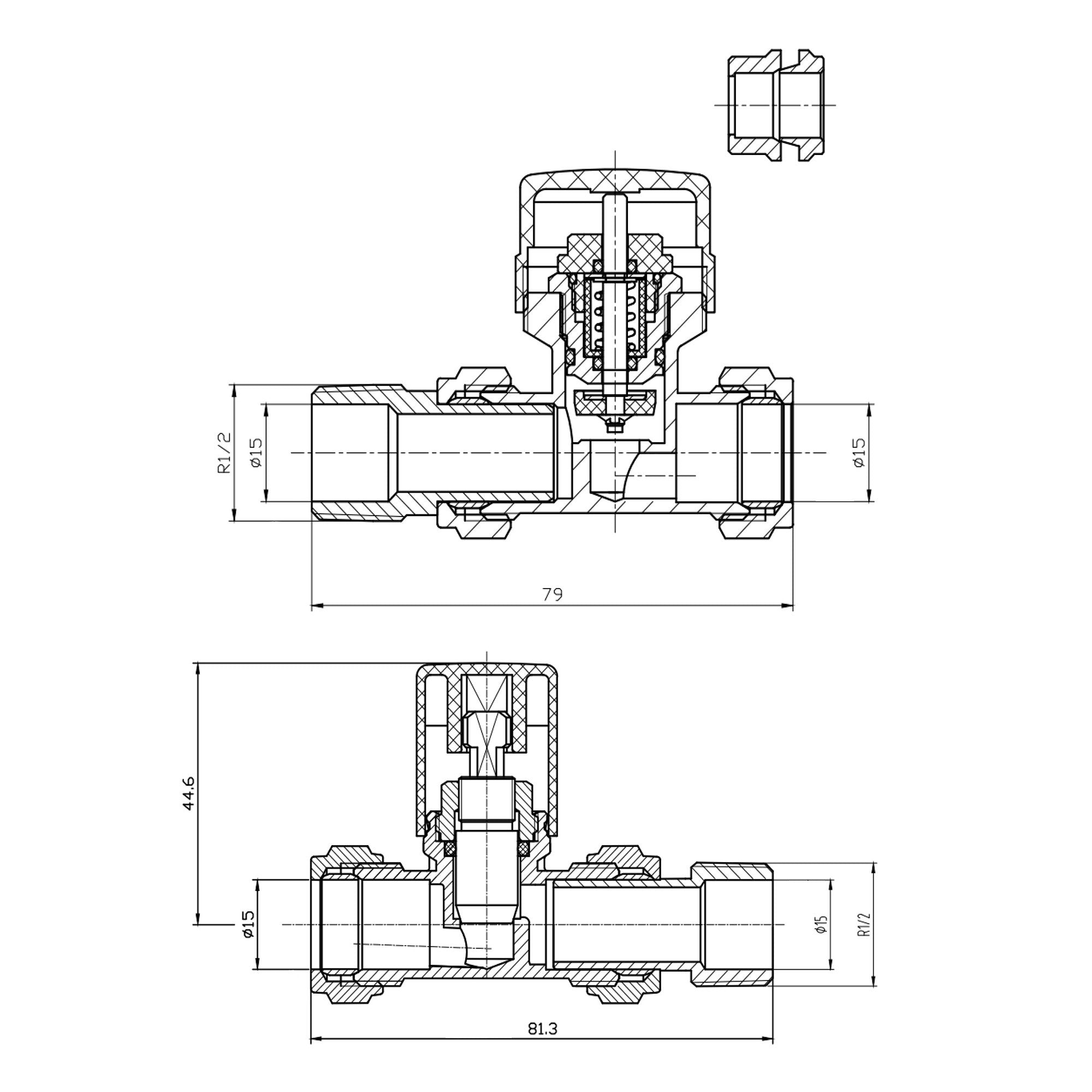 iBathUK Essence Straight Round Inc Lockshield Thermostatic Radiator Valve, Anti-Scald Design, Wall or Floor Mounted, Matt White Valve, Universal Fit for All Radiators