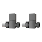 iBathUK Urban Square Straight Radiator Valve Pair, Anthracite, Clip-On Install, Anti-Scald Design, Wall or Floor Mounted, Universal Fit for Modern Radiators