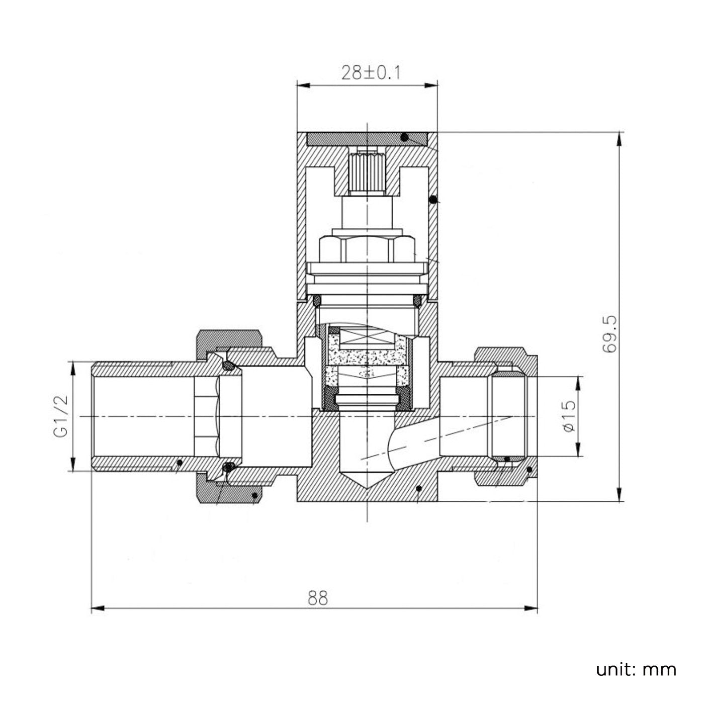 iBathUK Urban Square Straight Radiator Valve Pair, Anthracite, Clip-On Install, Anti-Scald Design, Wall or Floor Mounted, Universal Fit for Modern Radiators