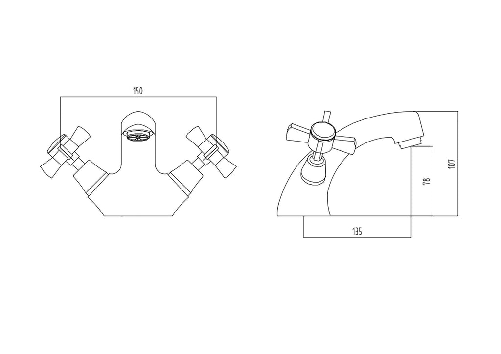 iBathUK Nimbus Traditional Chrome Basin Mixer Tap Monobloc Bathroom Sink Faucet, Basin with Mixer Tap, Bath Sink Mixer Tap