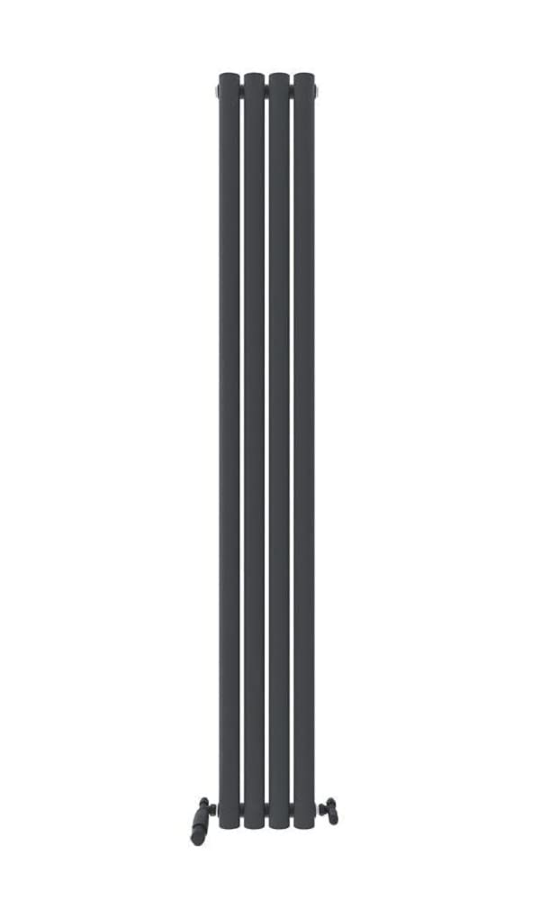 iBathUK Strata Vertical Single Panel Oval Radiator, Wall Mounted Designer Radiator, High Heat Output, Matt White, 1800 x 600mm