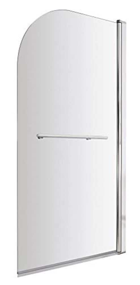 iBathUK Twella Luxury Bath Shower Glass Bathroom Screen with Towel Rail, Stylish Modern Bath Shower Screen, 800 x 1400 mm, Chrome