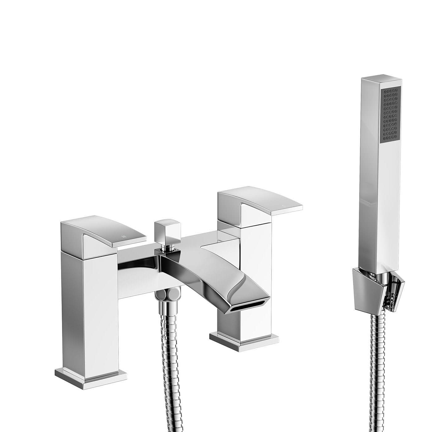 iBathUK Zylar Bath Filler Mixer Tap with Hand Held Shower Head, Versatile Shower with Bath Filler for Modern Bathrooms, Chrome