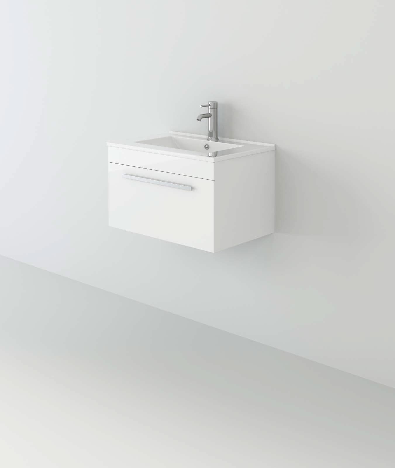 Venus Wall Hung Vanity Unit With Slim Basin - 600mm Wide - White