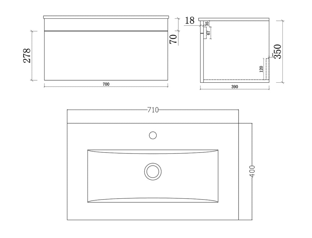 Desire Venus 700 White WH unit and Slim basin
