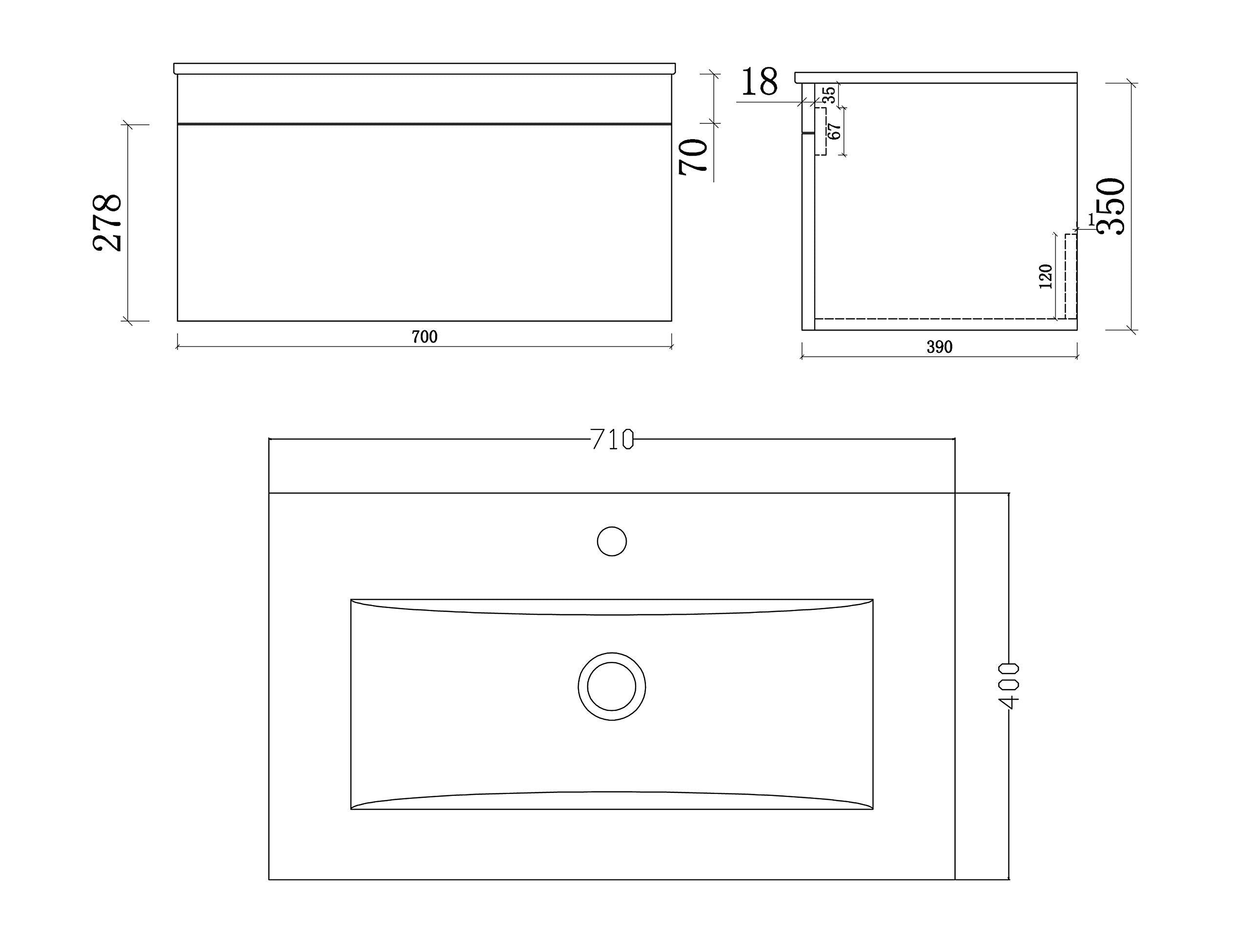 Desire Venus 700 White WH unit and Slim basin