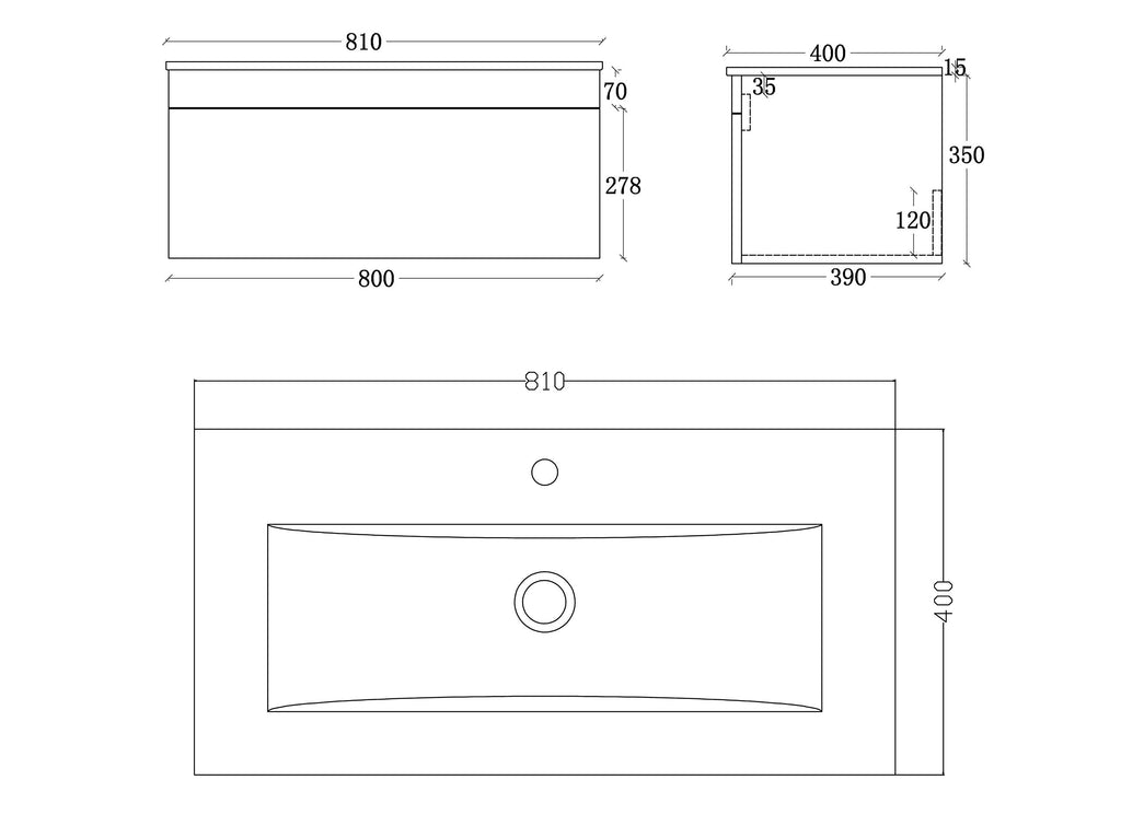 Desire Venus 800 White WH unit and Slim basin