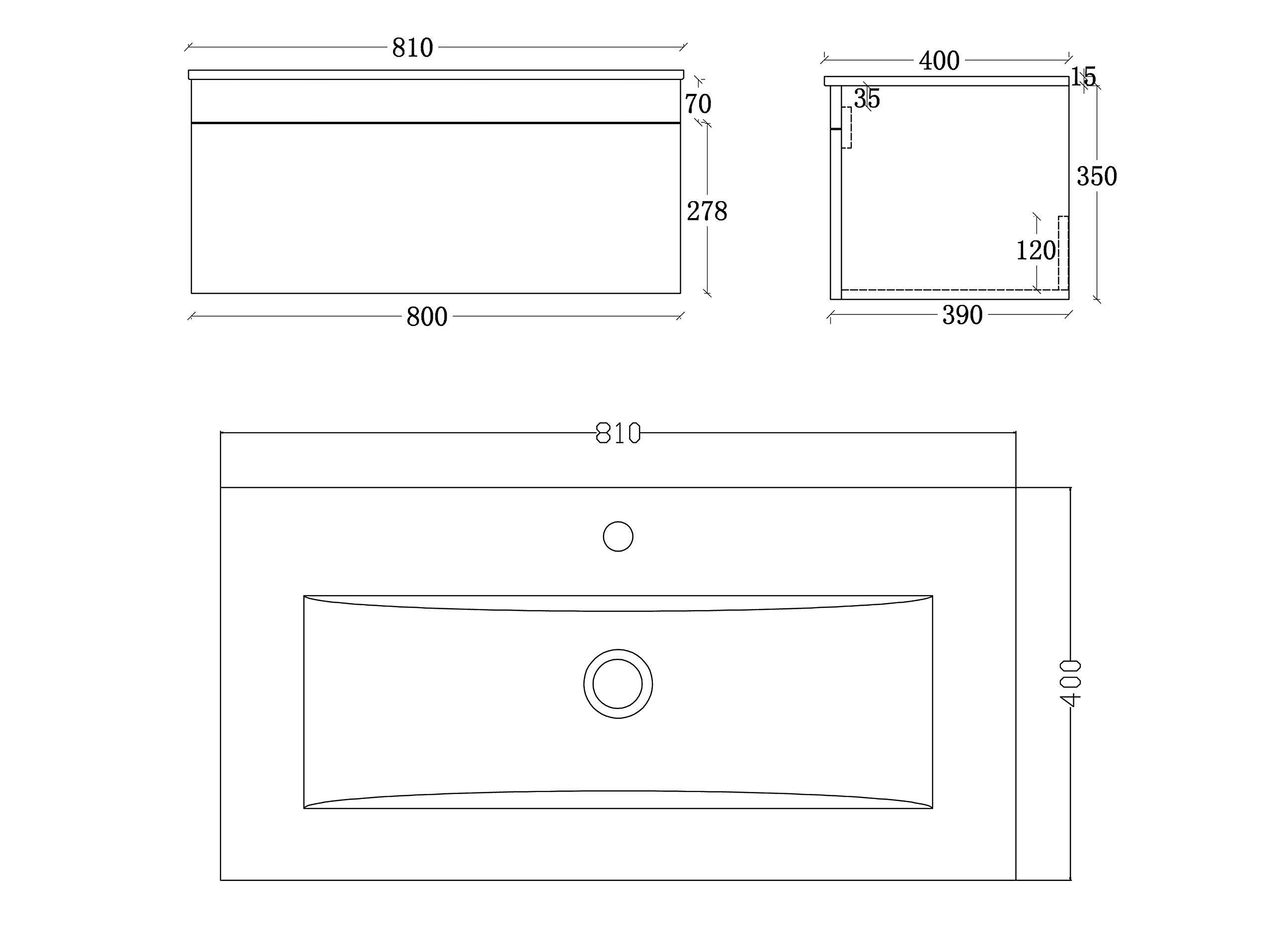 Desire Venus 800 White WH unit and Slim basin