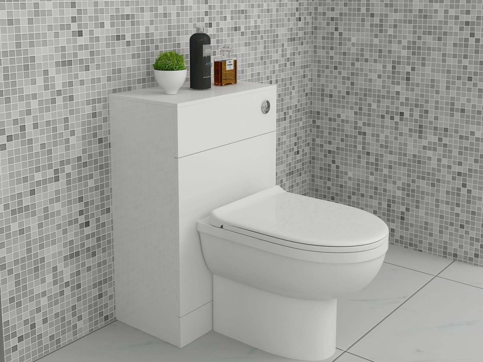Linx Ceramic D Shaped Back to Wall Toilet - 600 x 330mm Gloss White