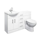 Vanity Bathroom Furniture Set WC Toilet Unit Round Pan Cistern - 1350mm