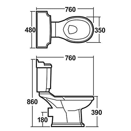 Traditional Toilet Pan and Cistern with Seat Soft Slow Close Design for Bathroom