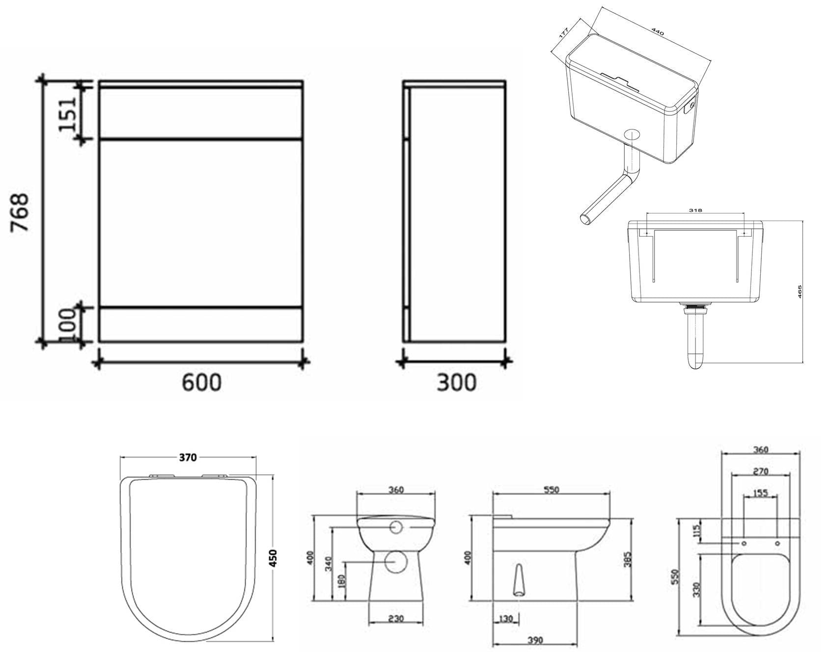 Linx 1250 Combo Set 650 Vanity with WC Pack
