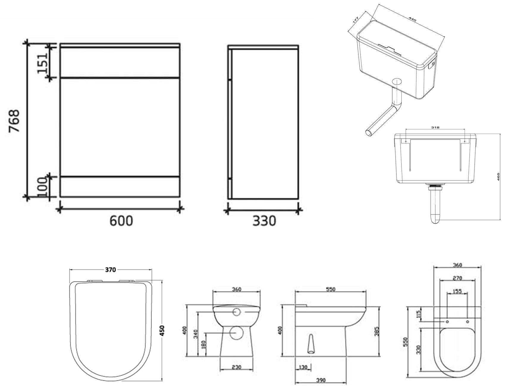 Linx 1350 Combo Set 750 Vanity with WC Pack