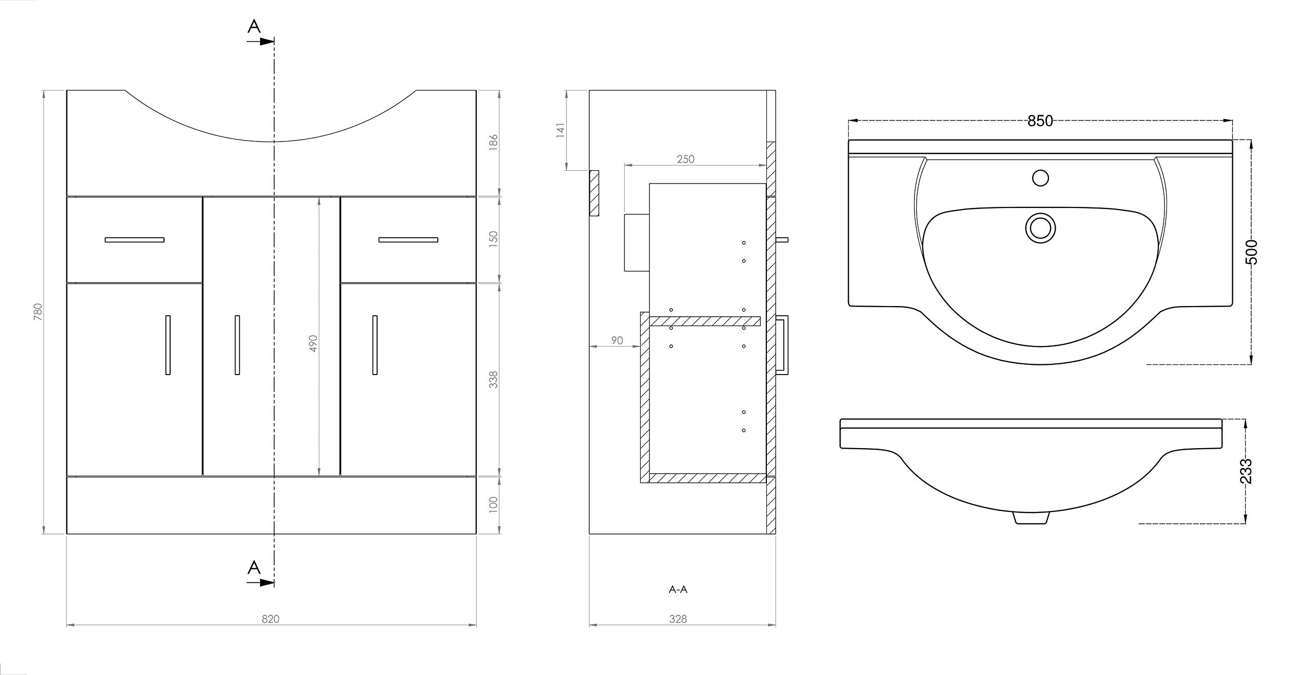 Linx 1450 Combo Set 850 Vanity with WC Pack