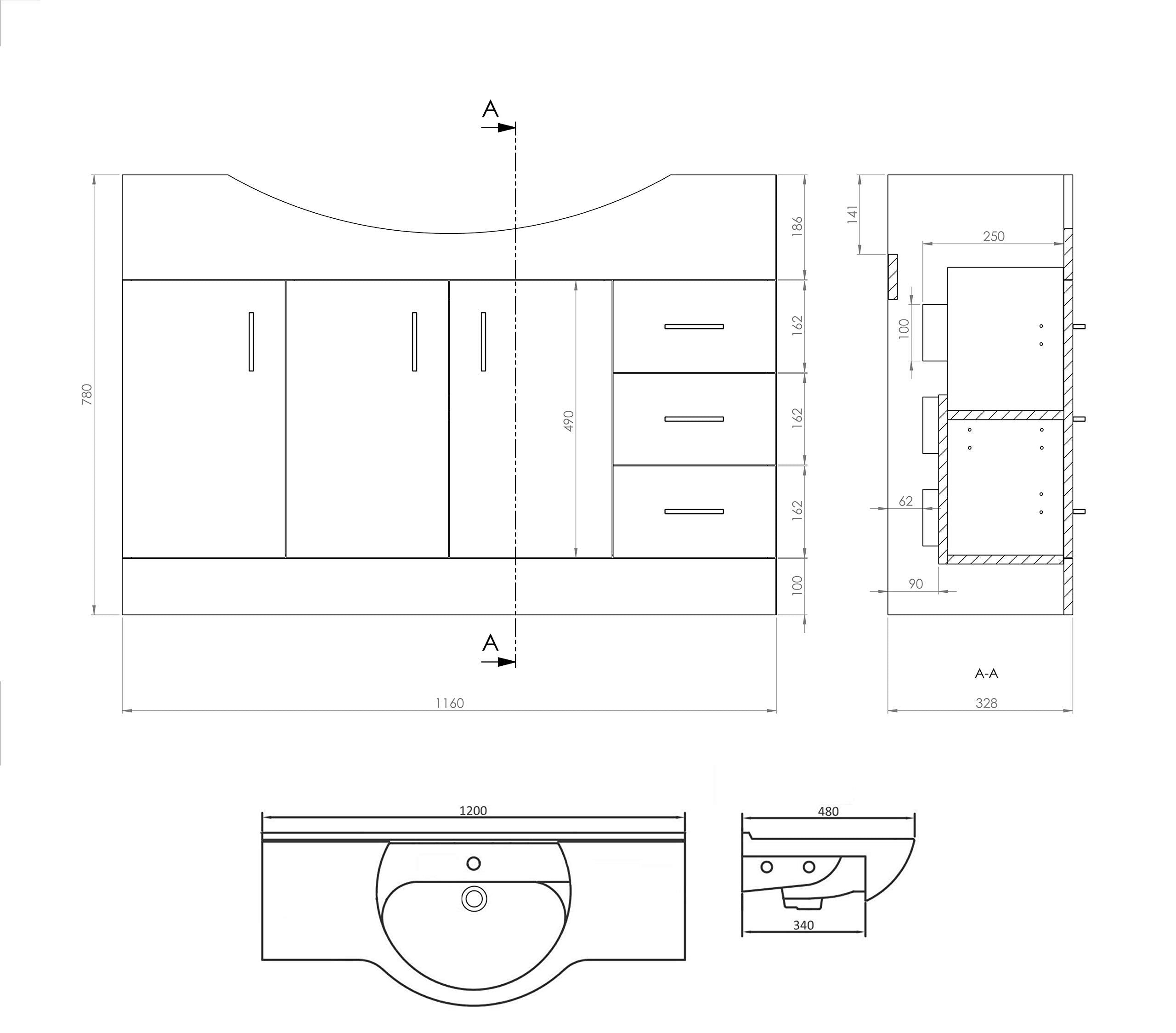 Linx 1700 Combo Set 1200 Vanity with WC Pack