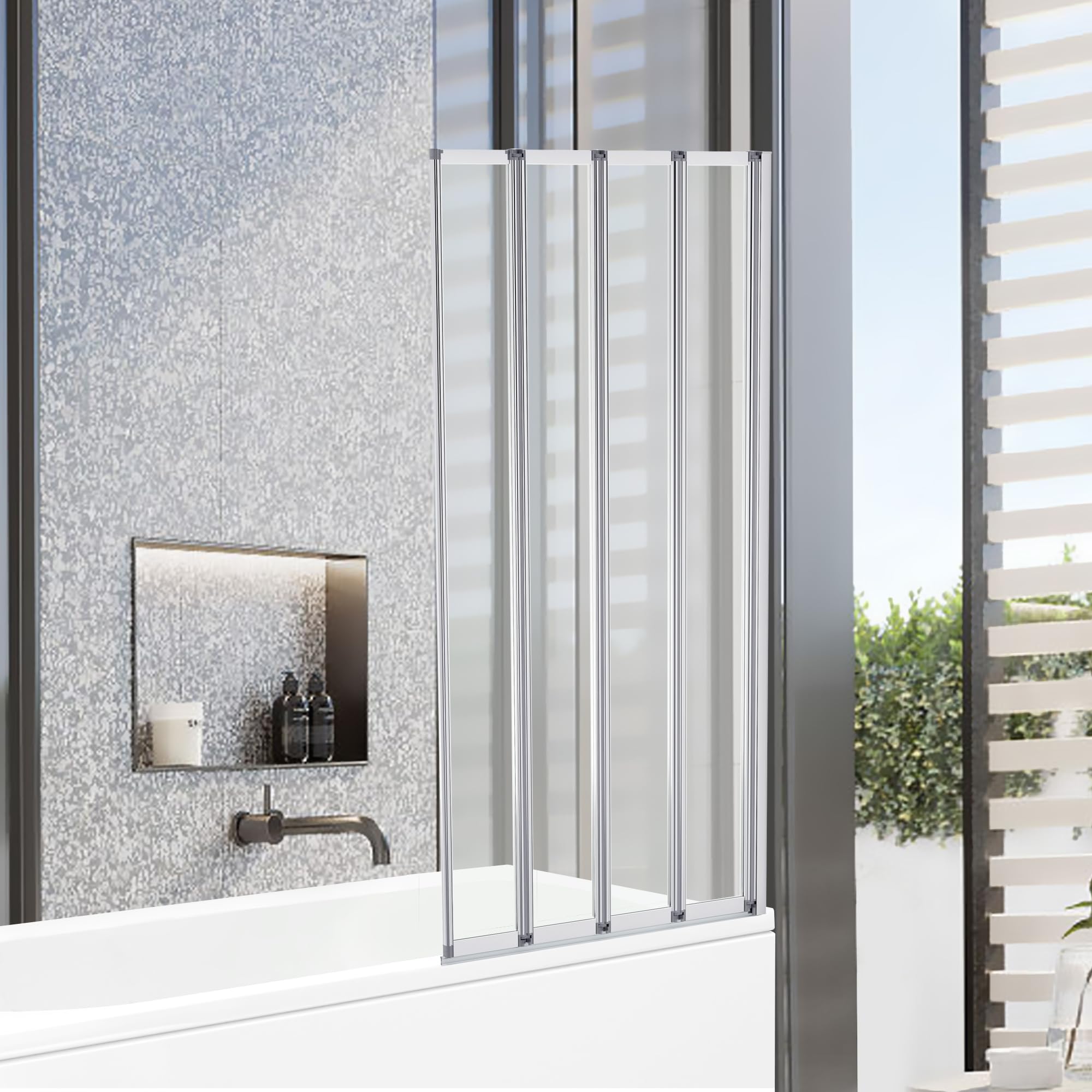 4-Fold Concertina Bath Screen - 1400x800mm