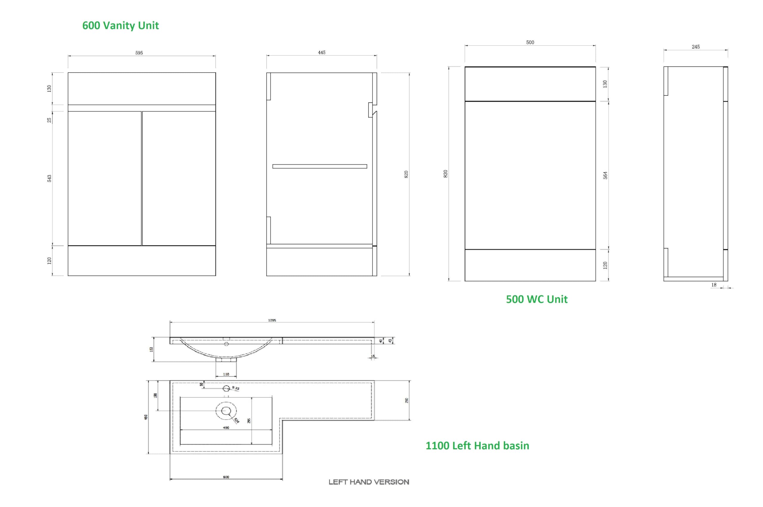 Neptune L Shape Combination Furniture Set - 1100mm Wide - Anthracite Grey