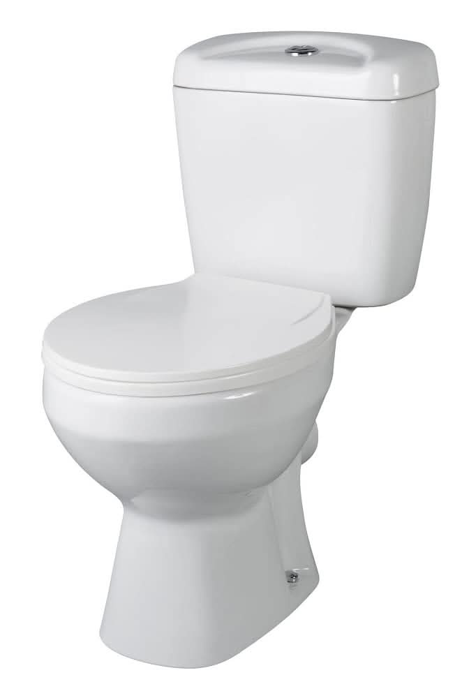 VeeBath Round Close Coupled Toilet With Cistern And Seat - White